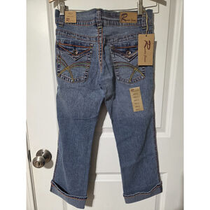 Vintage Rustic Jeans Med Blue Size 5 Women's Cropped 24" Embroidered